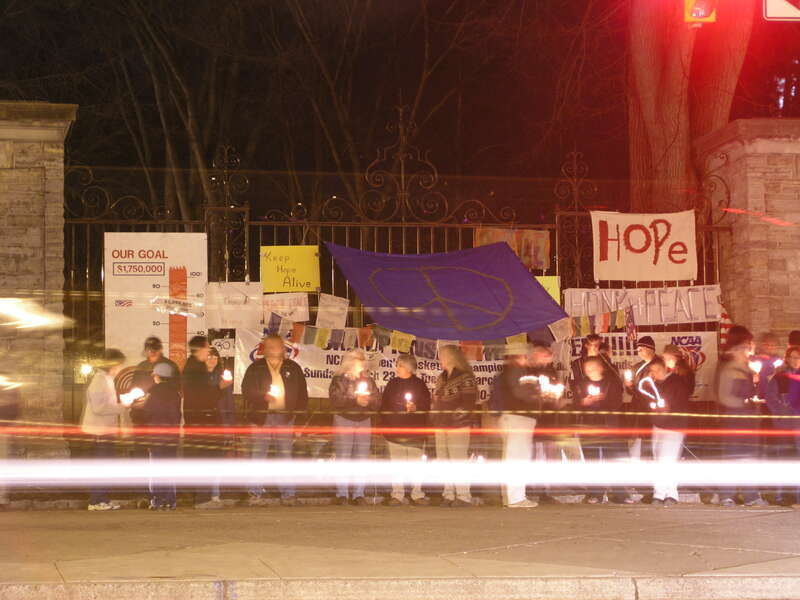 vigil and demonstration at main gates, Penn State University, State College, PA