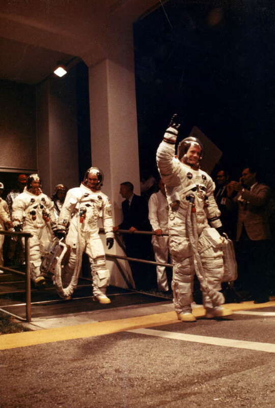 Local call number: PR10288
Title: Apollo 11 Astronauts Neil Armstrong, Edwin Aldrin, and Michael Collins
Date: July 1969
Physical descrip: 1 photograph - col. - 5 x 7 in.
Photographer: James L. Long
Series Title: Print Collections
Repository:  State