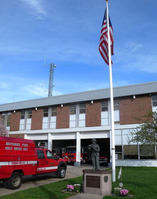 Looking east from Avenue C and 27th Street, at Multi Service Unit of Bayonne Fire Dept on a sunny afternoon.  ZIP 07002.