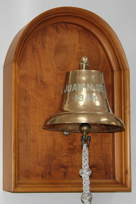 The bell from the Liberty ship SS Juan N. Seguin (Hull No. 2934) hanging in the Seguin Municipal Building in Seguin, Texas, United States.