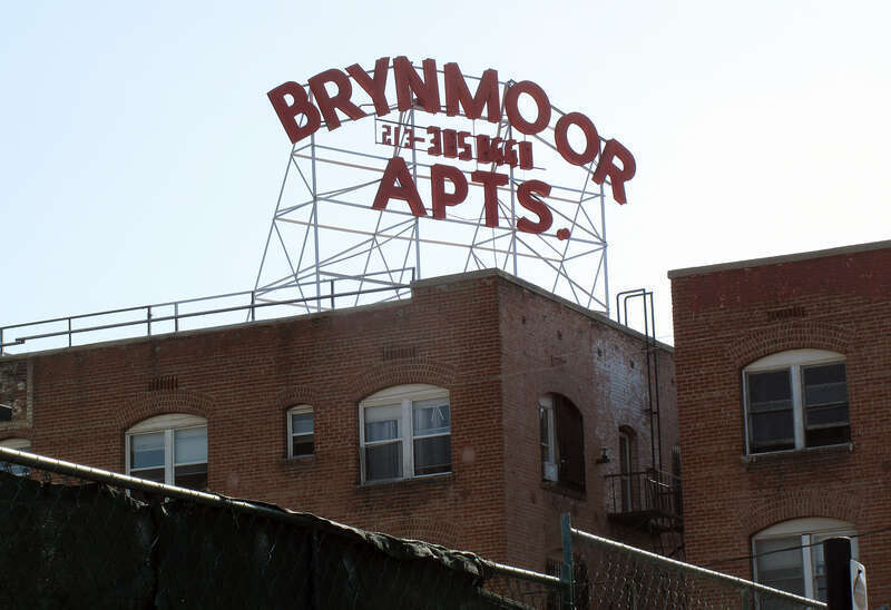 Roof sign of Brynmoor Apartments, Los Angeles. Los Angeles Historic-Cultural Monument #641.