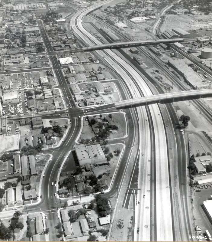 Recently completed contract on Interstate 5 in Burbank with the Magnolia Avenue structure and Olive Avenue structure in the center of the picture.