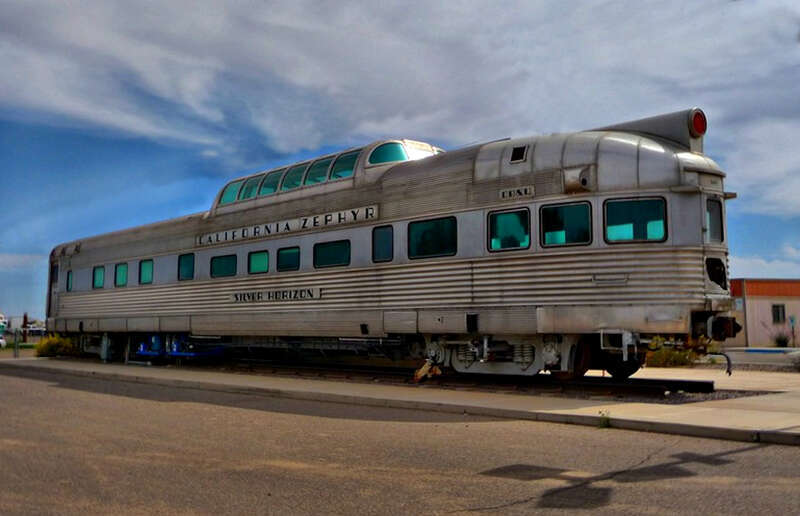 Photographed  at Maricopa Arizona - Amtrak Station
The Silver Horizon (CB&amp;Q #375) was one of a number of California Zephyr cars that were sold to Amtrak, becoming Amtrak #9250. Later the car was sold to private owners and partially gutted in an