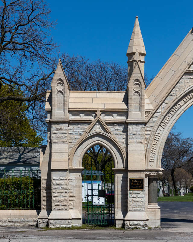 West Entrance, Calvary Cemetery, Evanston, Illinois.