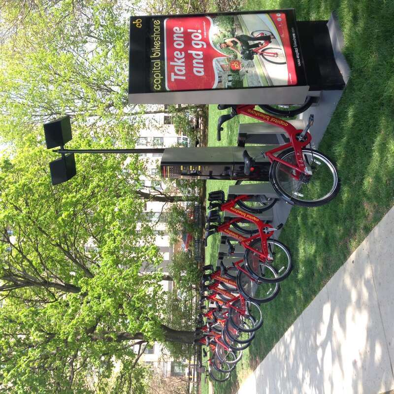 Capital Bikeshare station in James Monroe Park, Rockville MD