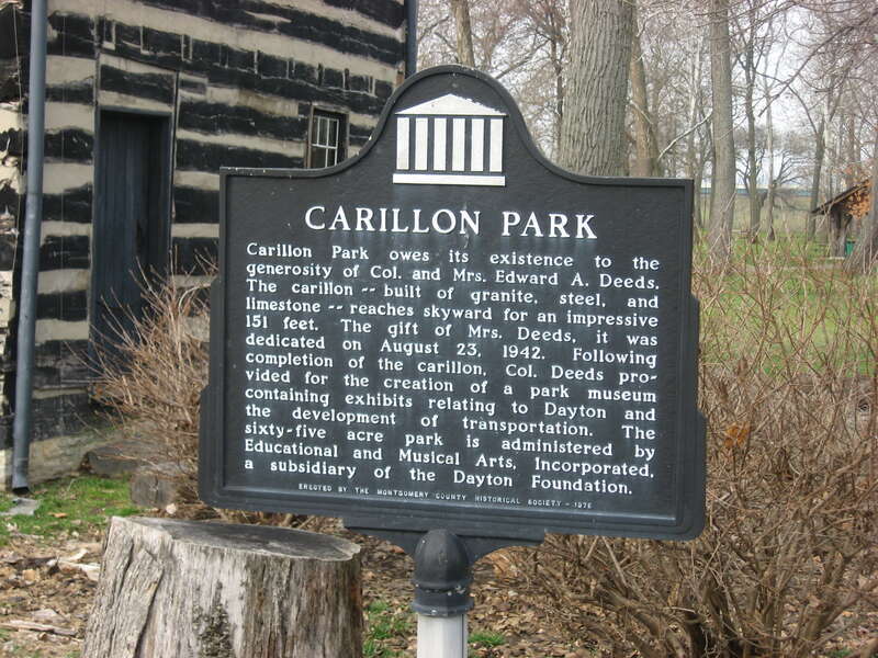 A historical marker by the Newcom Tavern in Carillon Historical Park in Dayton, Ohio, United States.