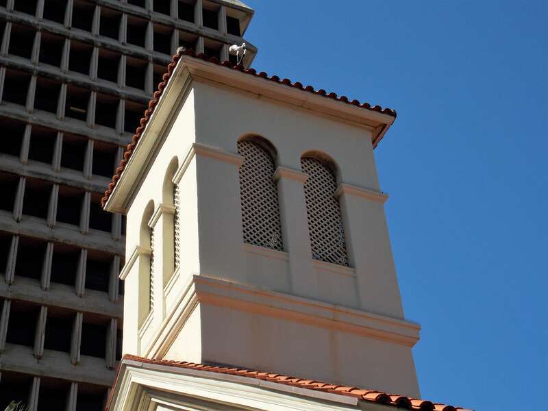 The tower of the Cathedral Basilica of Our Lady of Peace in Honolulu, Hawaii.