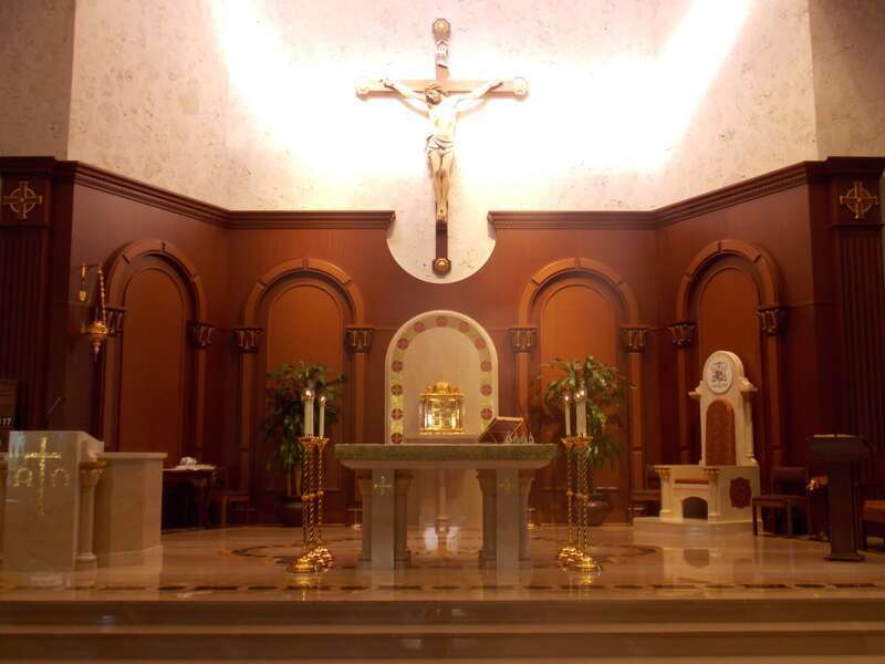 The interior of Cathedral of Saint Ignatius Loyola in Palm Beach Gardens, Florida.