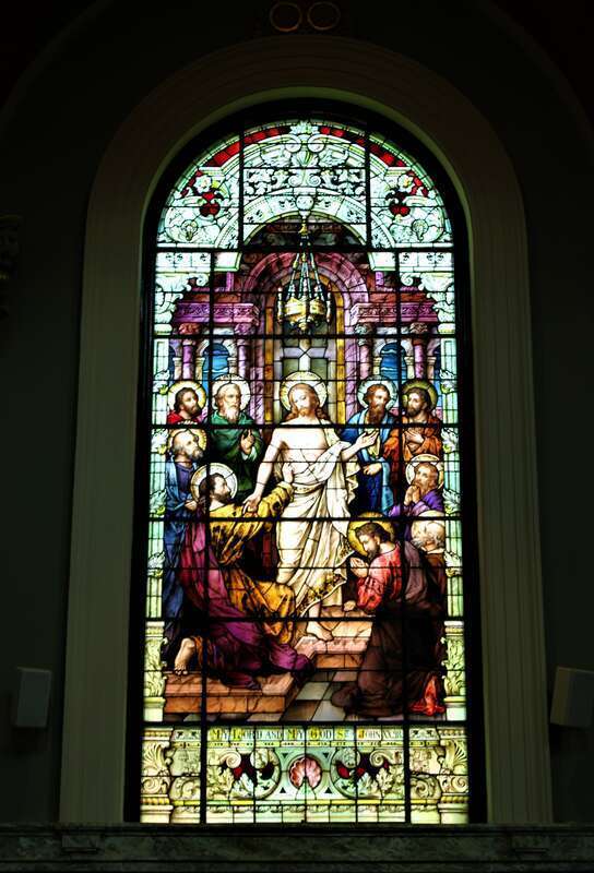 Stained glass window in the Cathedral of Saint Patrick in Harrisburg, Pennsylvania.
