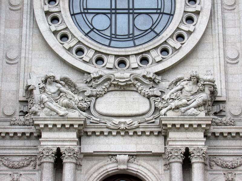 Detail of the main facade of the Cathedral of Saint Paul in St. Paul, Minnesota.