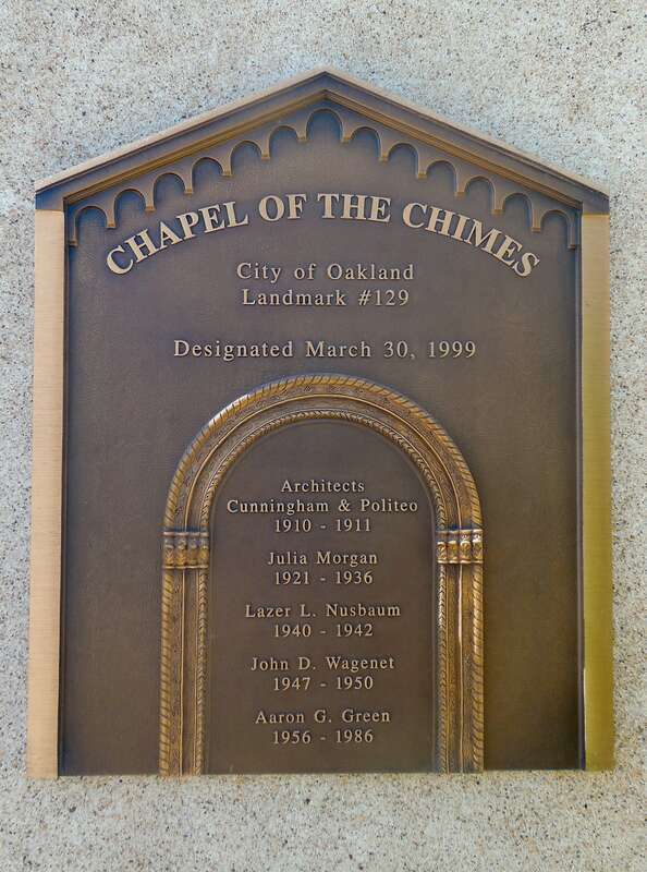 Chapel of the Chimes Columbarium Plaque, Oakland, California, September, 2015