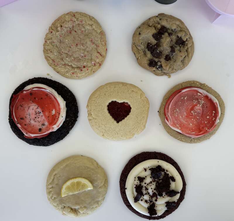 Cookie selection at Crumbl Cookies in Petaluma, California