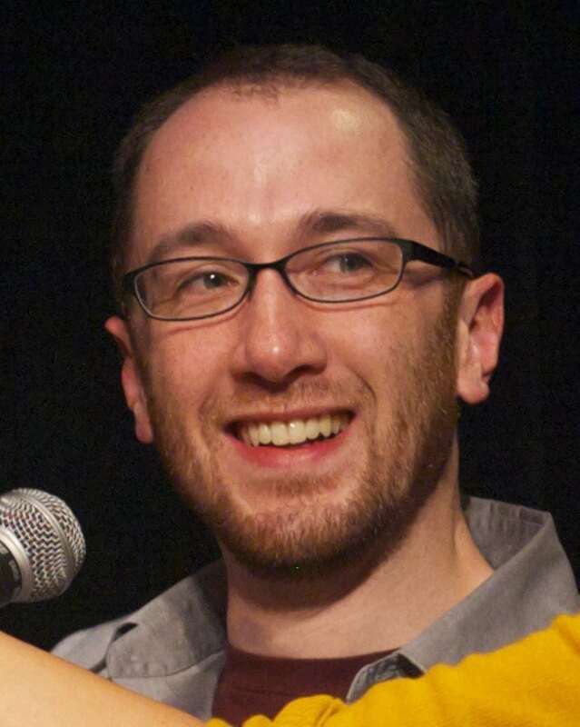 Curtis Retherford at "The Fascinator", a panel quiz show at the UCB East Theatre.