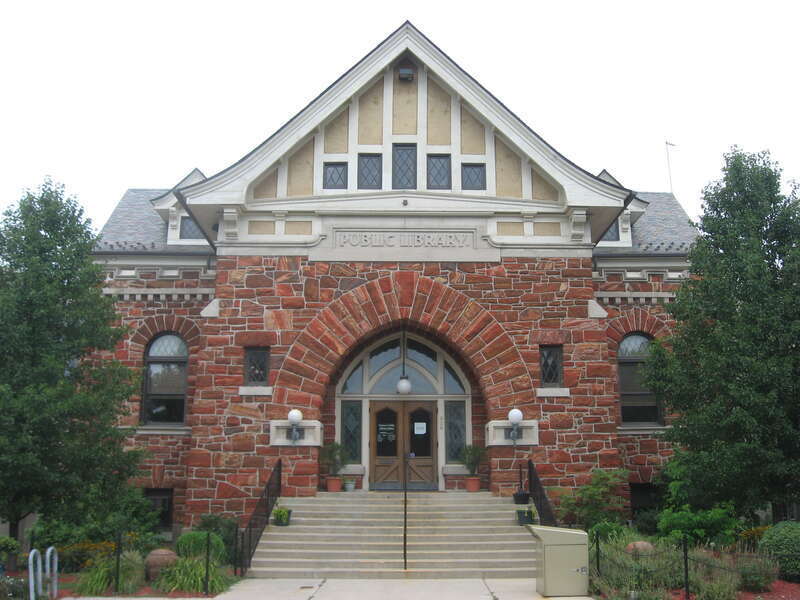 Front of the Defiance Public Library, located at 320 Fort Street in Defiance, Ohio, United States.  Built in 1890, it is listed on the National Register of Historic Places.