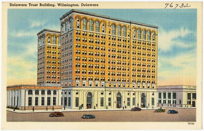 Title: Delaware Trust Building, Wilmington, Delaware
Subjects: Commercial facilities
Places: Delaware > New Castle (county) > Wilmington
Notes: Title from item.
Extent: 1 print (postcard) : linen texture, color ; 3 1/2 x 5 1/2 in.
Accession #: