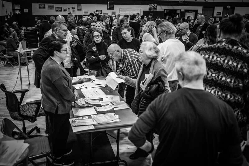 Some snaps from my home precinct - Des Moines 61 - as people gathered for the 2020 Democratic caucus, held at Merrill Middle School. In the interest of full disclosure the candidate I was supporting, U.S. Senator Amy Kloburchar, actually won my