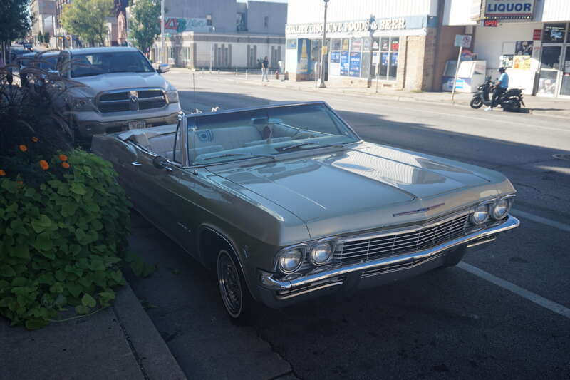A 1965 Chevrolet Impala lowrider during Doors Open Milwaukee 2024 in Milwaukee, Wisconsin (United States).