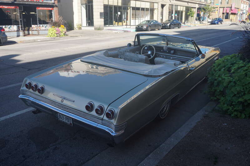 A 1965 Chevrolet Impala lowrider during Doors Open Milwaukee 2024 in Milwaukee, Wisconsin (United States).