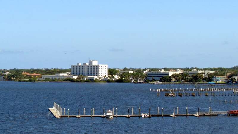 Downtown Stuart, Florida. The view is looking Southeast from Rosevelt Bridge