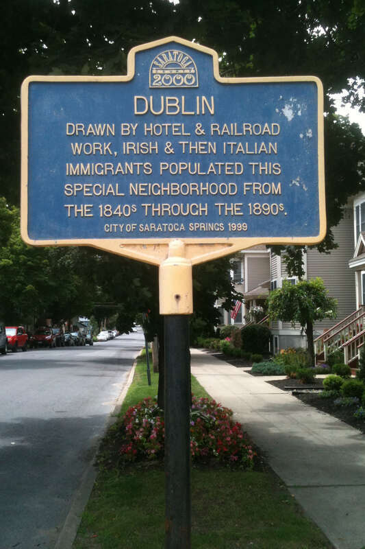 New York State Historic marker: "Dublin", Grand Ave. at Walworth St., Saratoga Springs NY