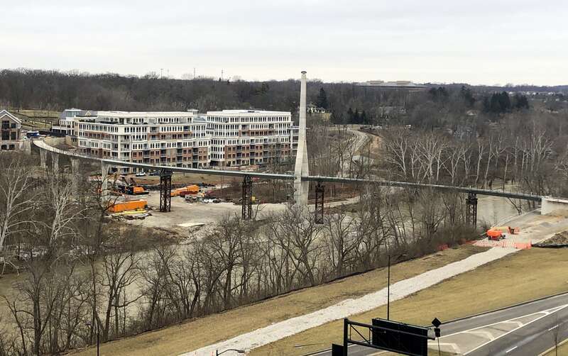 Dublin Link bridge under construction during February 2019 (Dublin, Ohio)