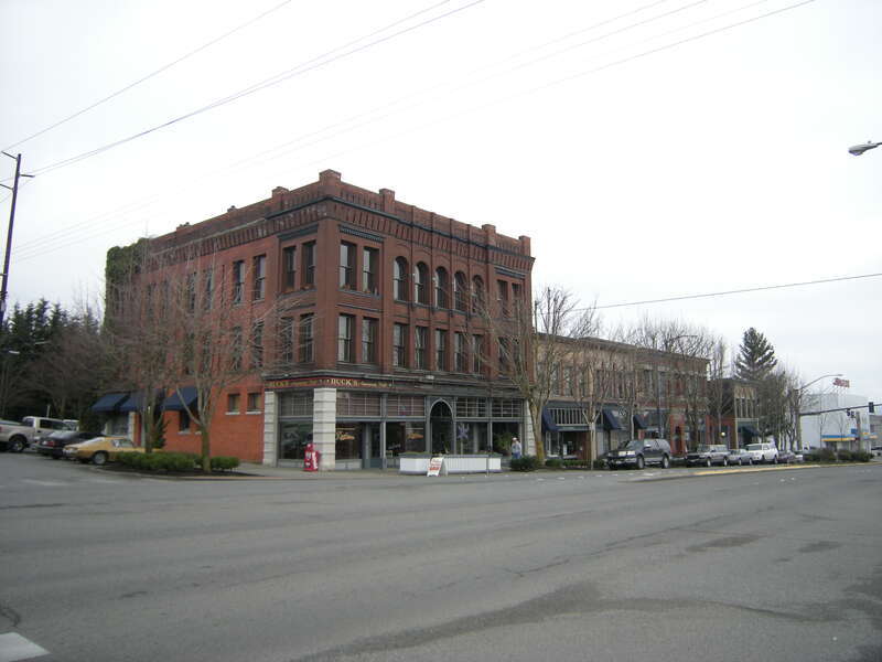 2901 Hewitt Avenue, Everett, Washington, USA and adjacent buildings. This block of Hewitt is listed on the National Register of Historic Places as Swalwell Block and Adjoining Commercial Buildings. 2901 is the Swalwell Block.