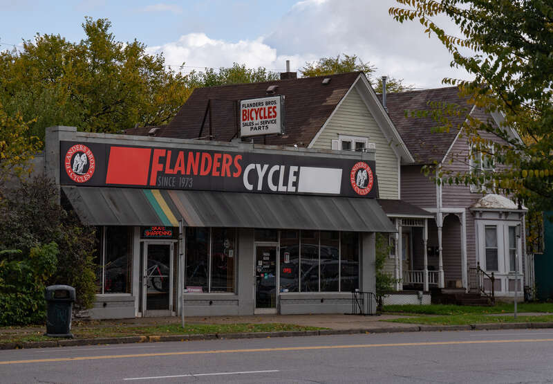 Flanders Cycle, a bike shop along Lyndale Avenue South in Minneapolis, Minnesota.