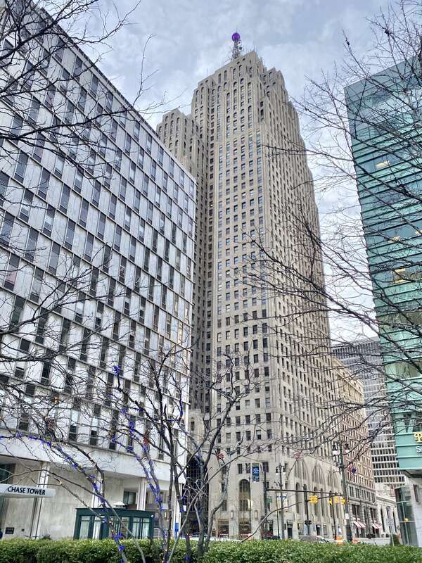 Built in 1927-1928, this Art Deco and Romanesque Revival-style skyscraper was designed by Wirt C. Rowland and Smith, Hinchman and Grylls, and was named for the indigenous Penobscot tribe that once inhabited Maine.  The building was the tallest in