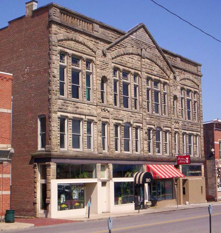 National Register of Historic Places Hancock and Dow Building in downtown Mansfield, Ohio, USA.