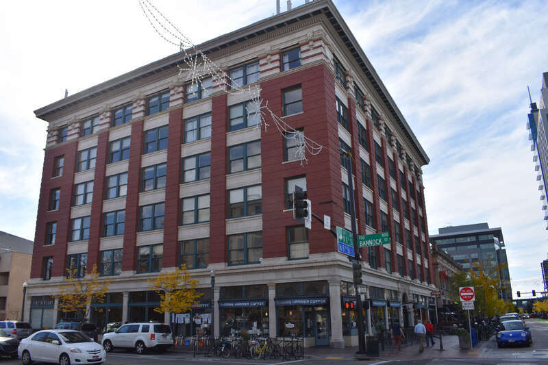 The Idaho Building (1910) in Boise, Idaho, was designed by Tourtellotte &amp; Hummel for Walter E. Pierce. The six-story, Second Renaissance Revival style building features banded brick pilasters that contribute to a sense of verticality. The Idaho