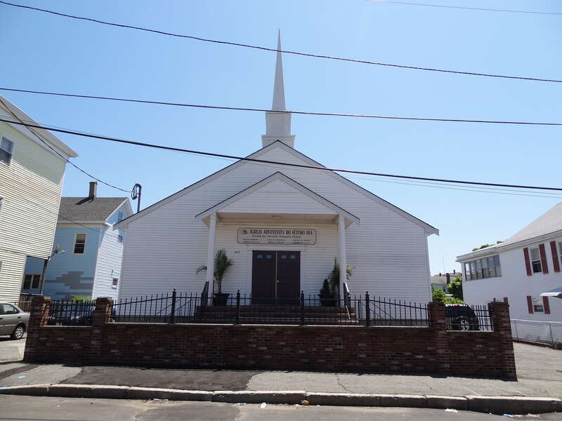 Igreja Adventista do Setimo Dia, a Portuguese Seventh Day Adventist church located at 211 Charles Street, Lowell, Massachusetts.  North (front) side of building shown.
