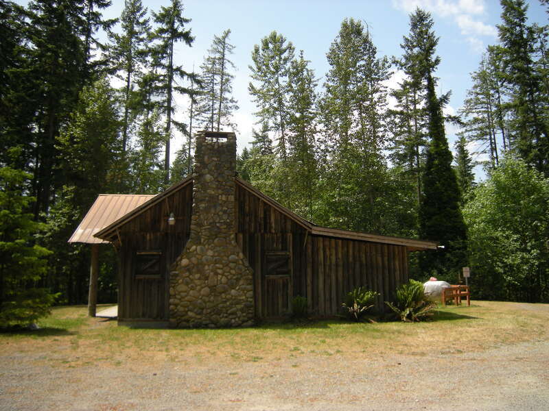 Issaquah Sportsmen's Club lodge, Issaquah, Washington. The building was built by the Works Progress Administration (WPA) in 1937. It is listed on the National Register of Historic Places and as a King County landmark.