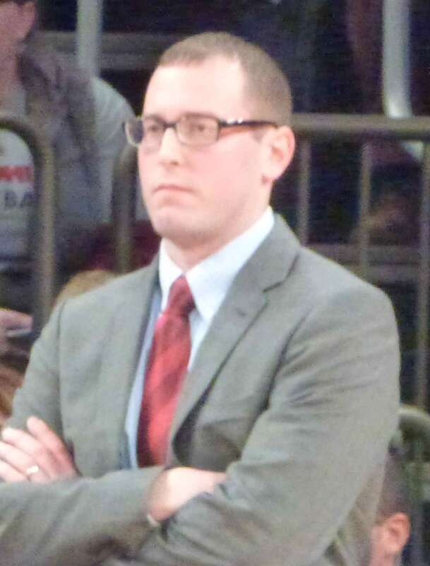 Joe Tartamella - St. John's  women's basketball head coach, standing on the sidelines at the 2012  Maggie Dixon classic, 9 December 2012