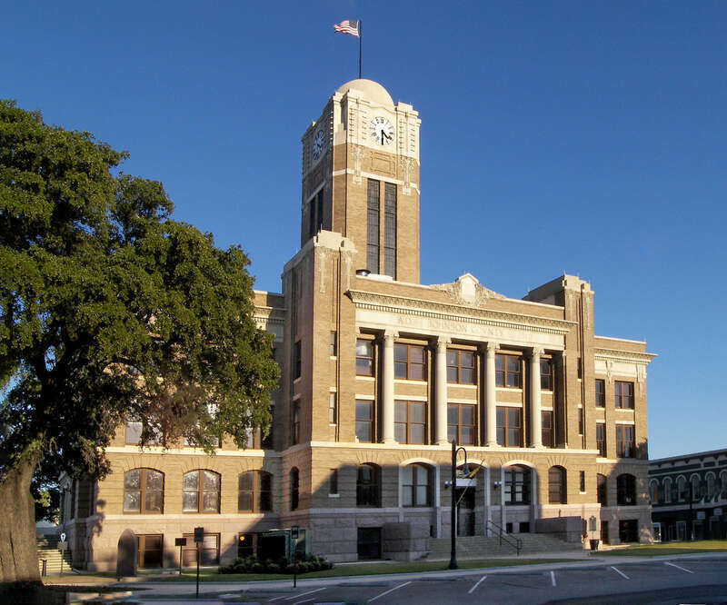 The Johnson County, Texas courthouse located in Cleburne, Texas, United States. The courthouse was listed on the National Register of Historic Places in 1988 and designated a Recorded Texas Historic Landmark in 1999.