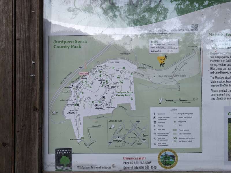 In San Bruno, California; map posted near main automobile entrance and parking lot