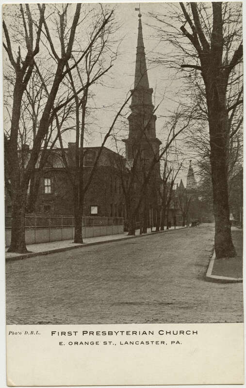 First Presbyterian Church in Lancaster, Pennsylvania from a pre-1923 postcard
From RG 428, Postcard Collection, Presbyterian Historical Society, Philadelphia, Pennsylvania.
