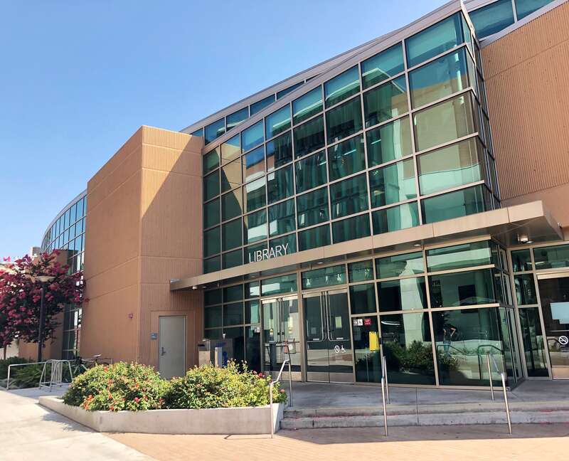 The entrance to the Helen Miller Bailey Library at East Los Angeles College in Monterey Park, California.