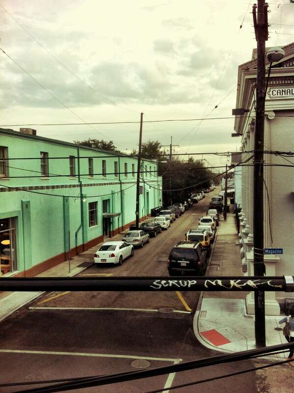 Magazine Street New Orleans Balcony View 2011 - looking riverwards along Harmony Street