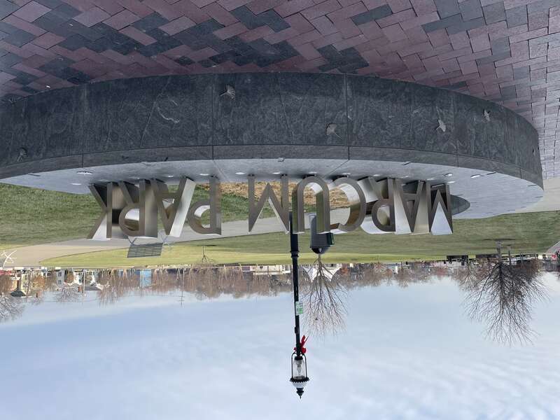 A picture of the welcome sign at Marcum Park in Hamilton, Ohio