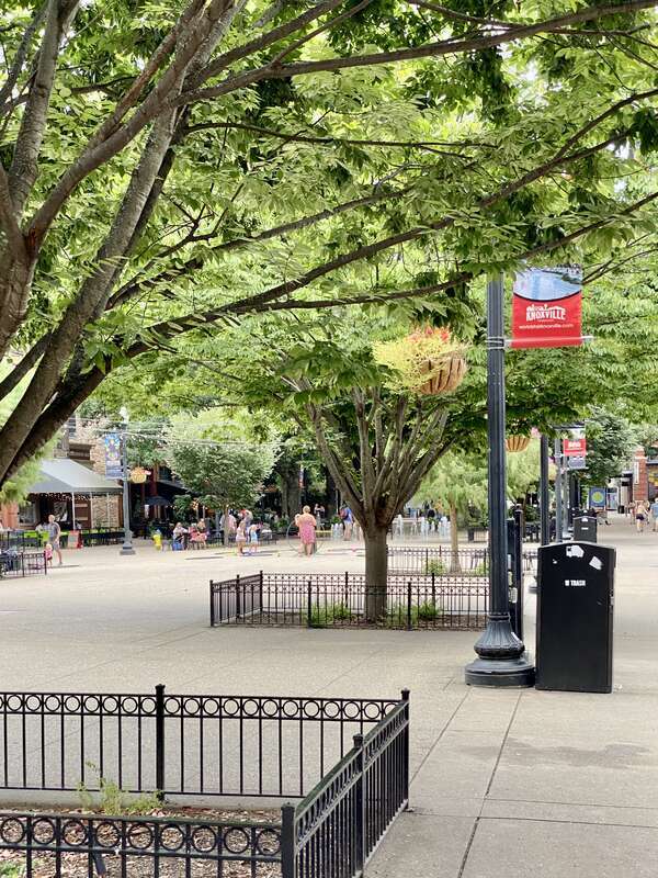The location of Knoxville’s main city market house from 1853 until 1960, this pedestrian plaza was created in the early 1980s as part of a downtown renewal project that was coordinated with the 1982 World’s Fair, held in the Second Creek Gulch