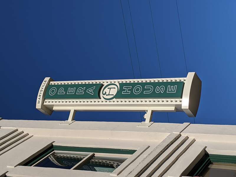 The marquee of the Marysville Opera House in Marysville, Washington, constructed in 1911.