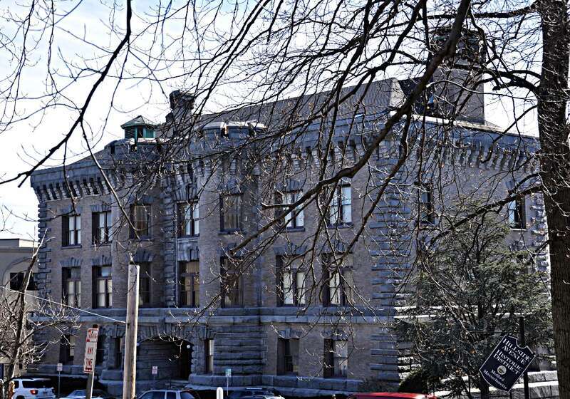 A photograph of the historic Lawrence Light Guard Armory in Medford, Massachusetts.