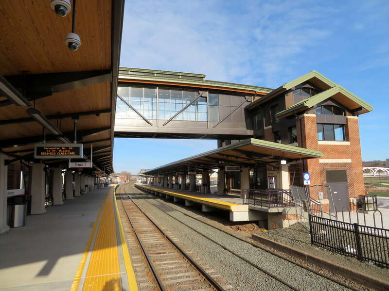 The newly rebuilt Meriden station in December 2017