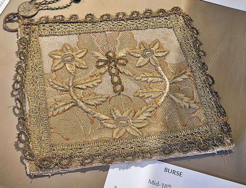 Burse from the mid-18th century that was used at Mission San Luis Rey in Oceanside, California, USA.