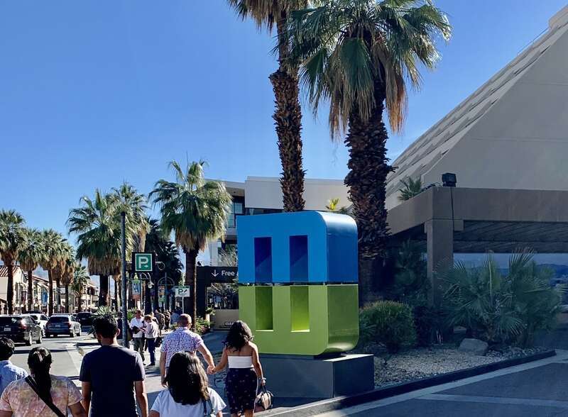 This is a photograph taken at the Hyatt Palm Springs during Modernism Week in February 2022.