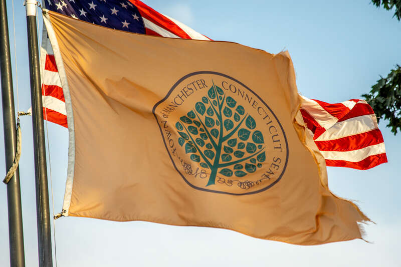 Photograph of the Municipal flag of Manchester, Connecticut