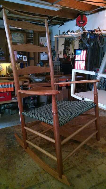 New Lebanon Shaker Rocker from the Transitional period of shaker furniture. A style founded in the Shaker community of Mt. Lebanon, New York, please see Shaker Museum of Mt. Lebanon.
The "transitional" period indicates a time during which shaker