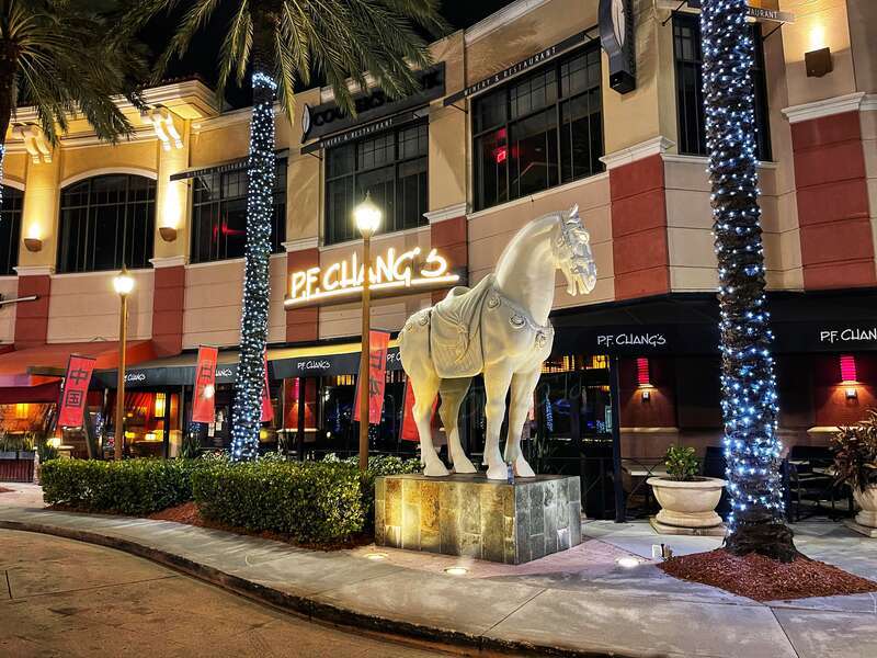 Located at the Galleria Mall in Fort Lauderdale, FL. USA.  I was kicked out of here because the restaurant and the mall were closed.  The photo was taken close to midnight.