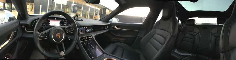inside view of a taycan turbo with black/chalk interior