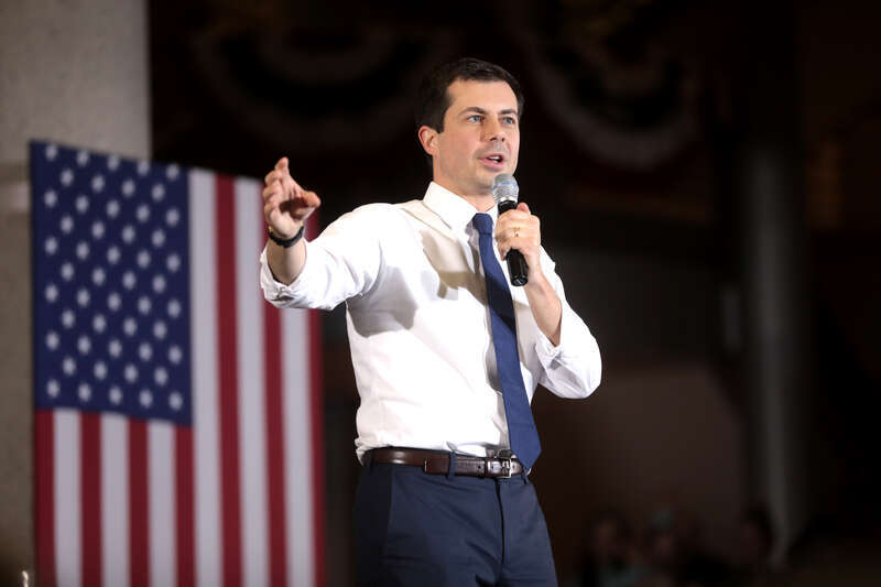 Mayor Pete Buttigieg speaking with supporters at a town hall at the State Historical Museum in Des Moines, Iowa.

Please attribute to Gage Skidmore if used elsewhere.